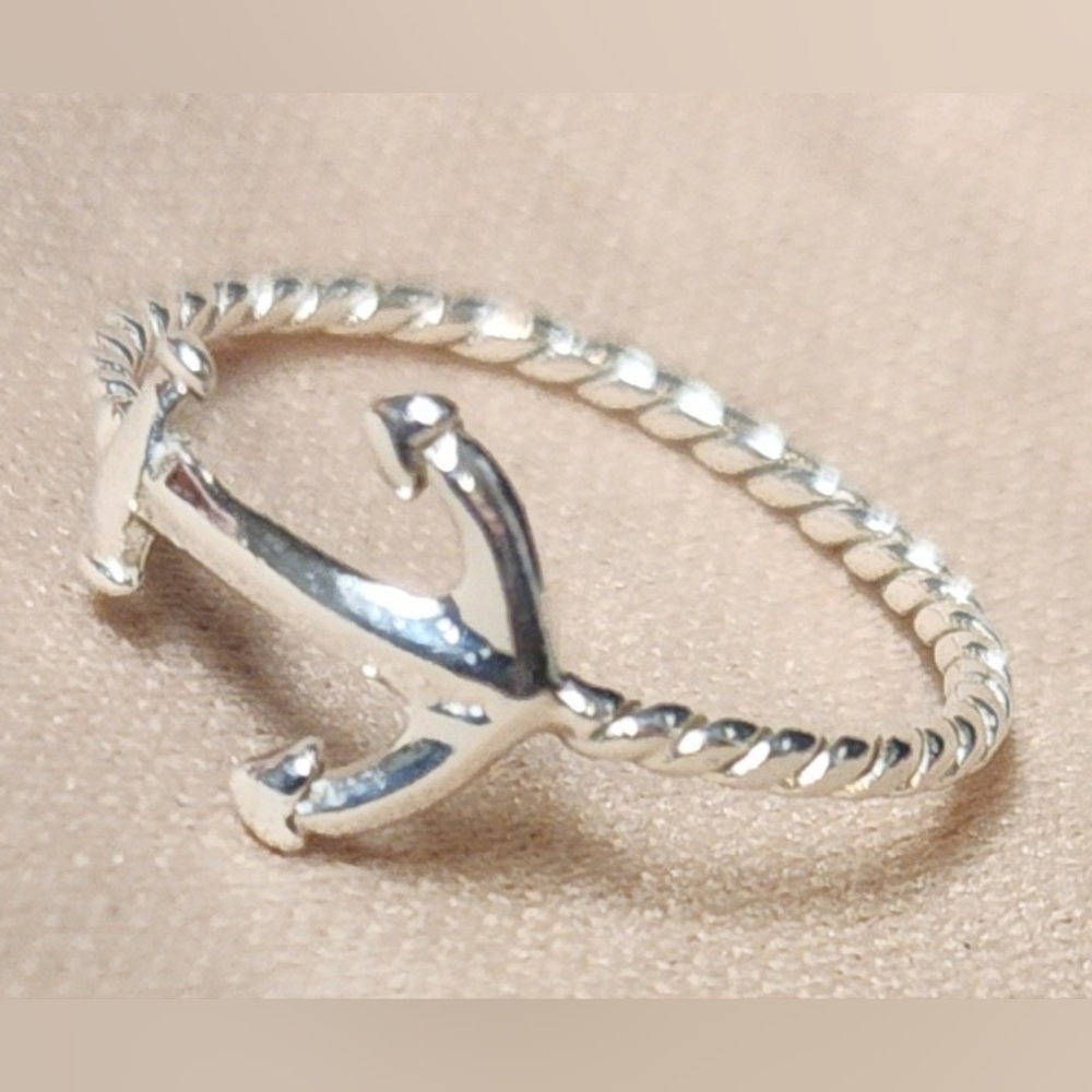 STERLING SILVER ROPE ANCHOR RING SIZE 8.5 - Picture 7 of 13